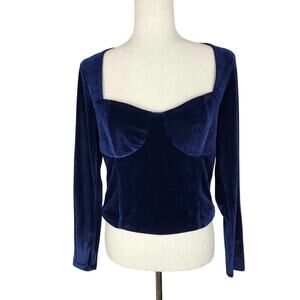 Abercrombie & Fitch Women’s Navy Velvet Long Sleeve Crop Top Size Small